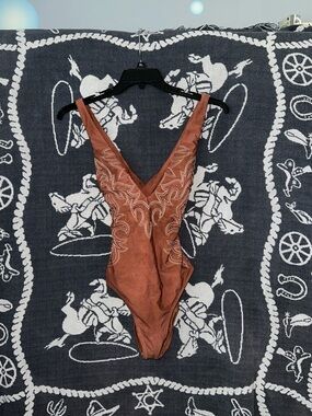 L'AGENCE Rust Brown Embroidered One-Piece